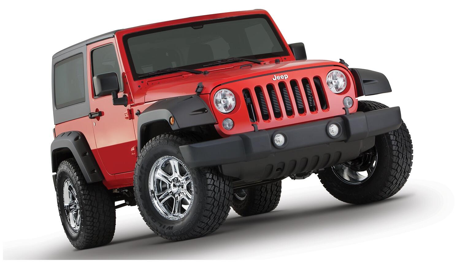 Black Pocket/Rivet Style Smooth Finish Front Fender Flares For 2007-2018 Jeep Wrangler JK Bushwacker-4