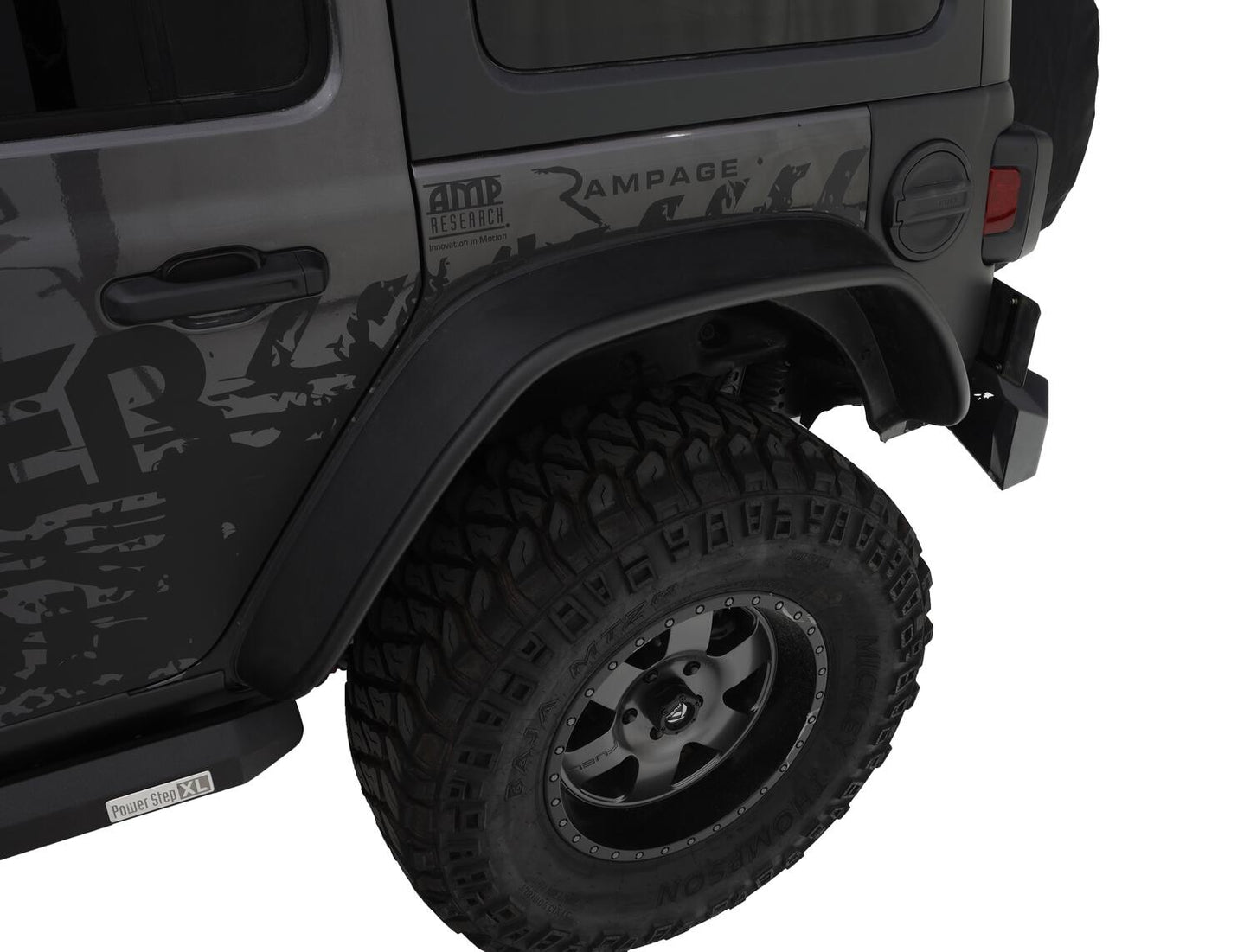 Black Jeep Flat Style Textured Finish Rear Fender Flares For 2018 -2023 Jeep Wrangler JL (Excludes Rubicon) Bushwacker-1