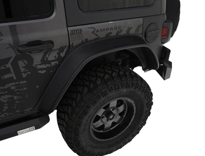 Black Jeep Flat Style Textured Finish Rear Fender Flares For 2018 -2023 Jeep Wrangler JL (Excludes Rubicon) Bushwacker-1