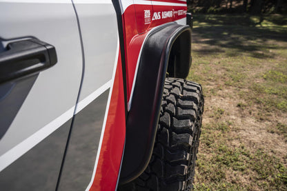 Black Jeep Flat Style Textured Finish Rear Fender Flares For 2020-2022 Jeep Gladiator Bushwacker