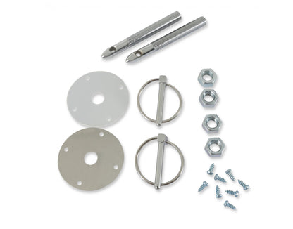 Hood & Deck Pinning Kits With Screw-On Scuff Plates Hood Pins with Torsion Clips Mr Gasket
