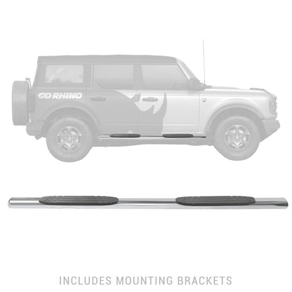 4 Inch 1000 Series SideSteps & Bracket Kit Stainless Steel 2021-2025 Ford Bronco Go Rhino-2
