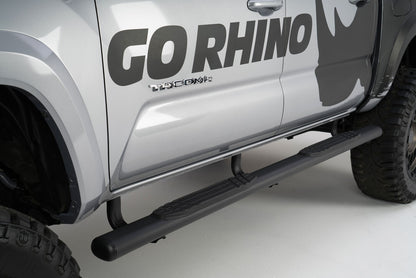 4 Inch 1000 Series SideSteps & Bracket Kit Textured Black 2005-2023 Toyota Tacoma Go Rhino-2