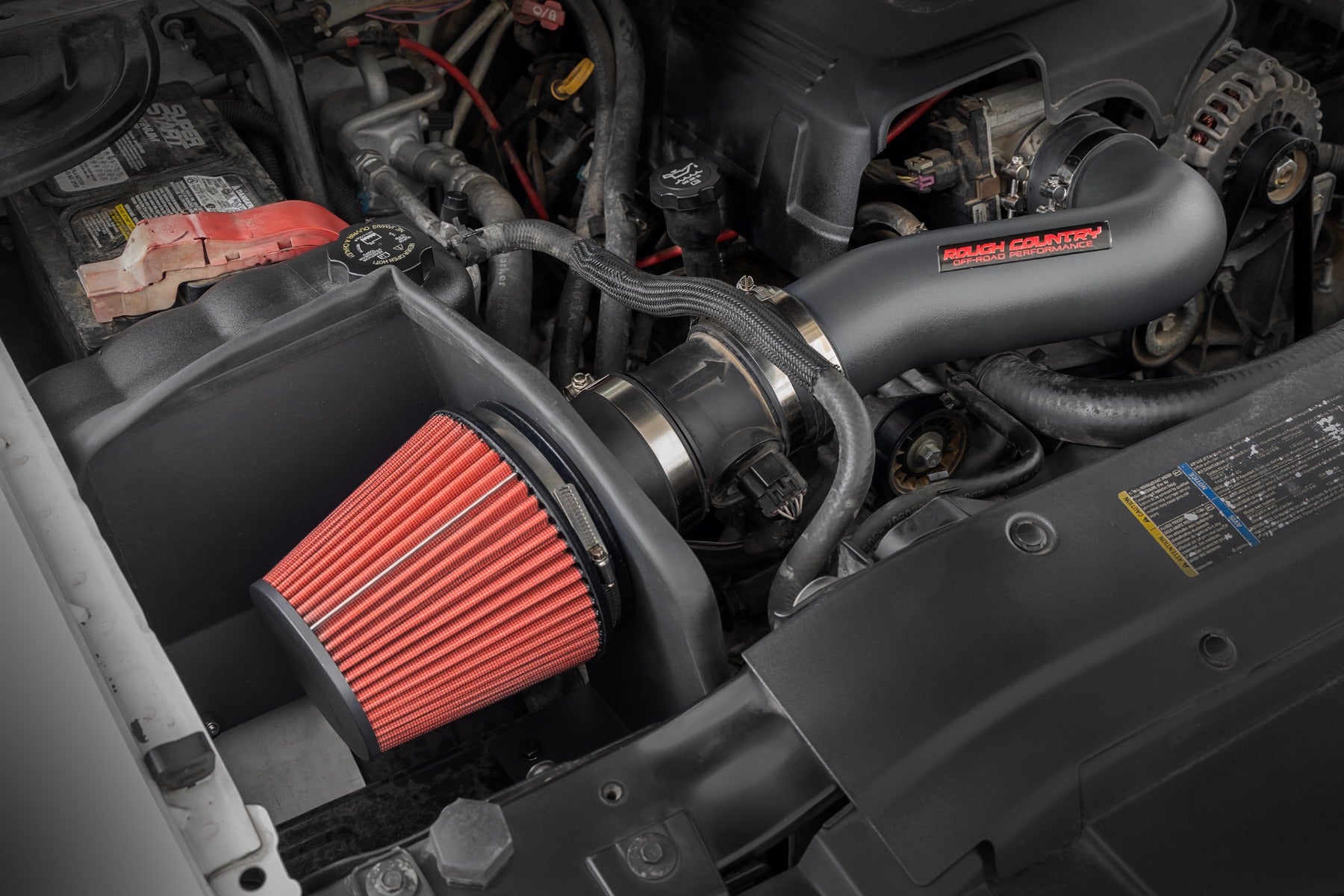 Rough Country 4.8L/5.3L/6.0L Cold Air Intake Kit Chevy Silverado 1500 (07-08) With Pre-Filter Bag Rough Country