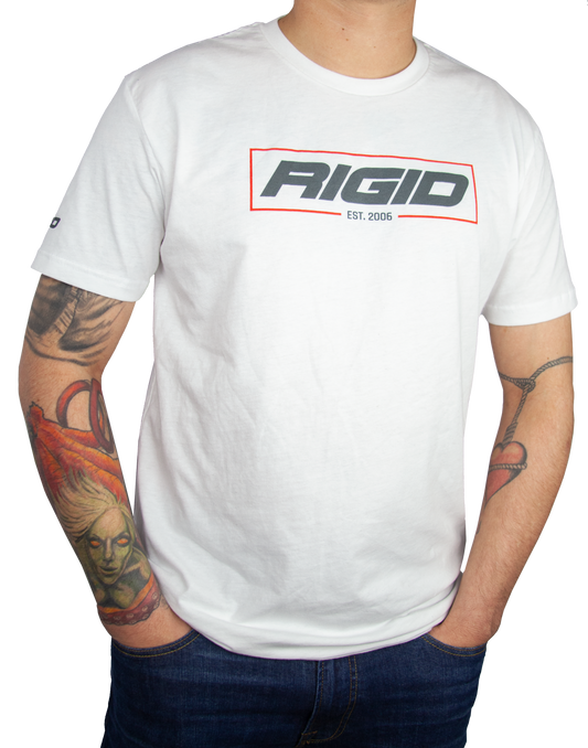 Rigid Industries RIGID T Shirt Established 2006 White