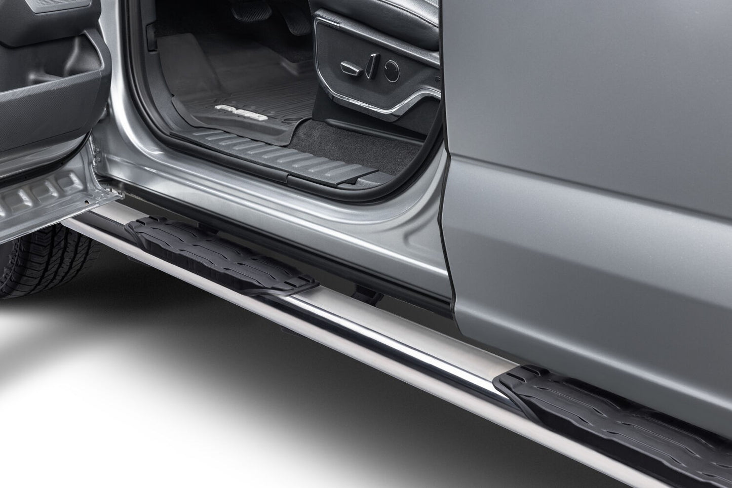 5 Inch 1000 Series Side Steps with Mounting Brackets Kit Polished Stainless Steel 2015-2026 Ford F-150/ F-250/F-350 Go Rhino-5