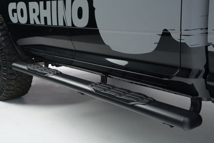 5 Inch 1000 Series Side Steps with Mounting Brackets Kit Textured Black 2015-2018 Ram 1500 Go Rhino-2