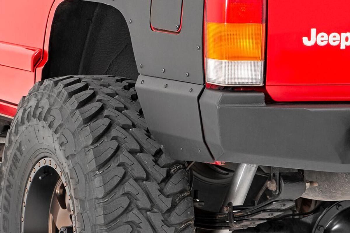 Rough Country Jeep Rear Lower Quarter Panel Armor for Trimmed Fender Flares 97-01 Cherokee XJ Rough Country