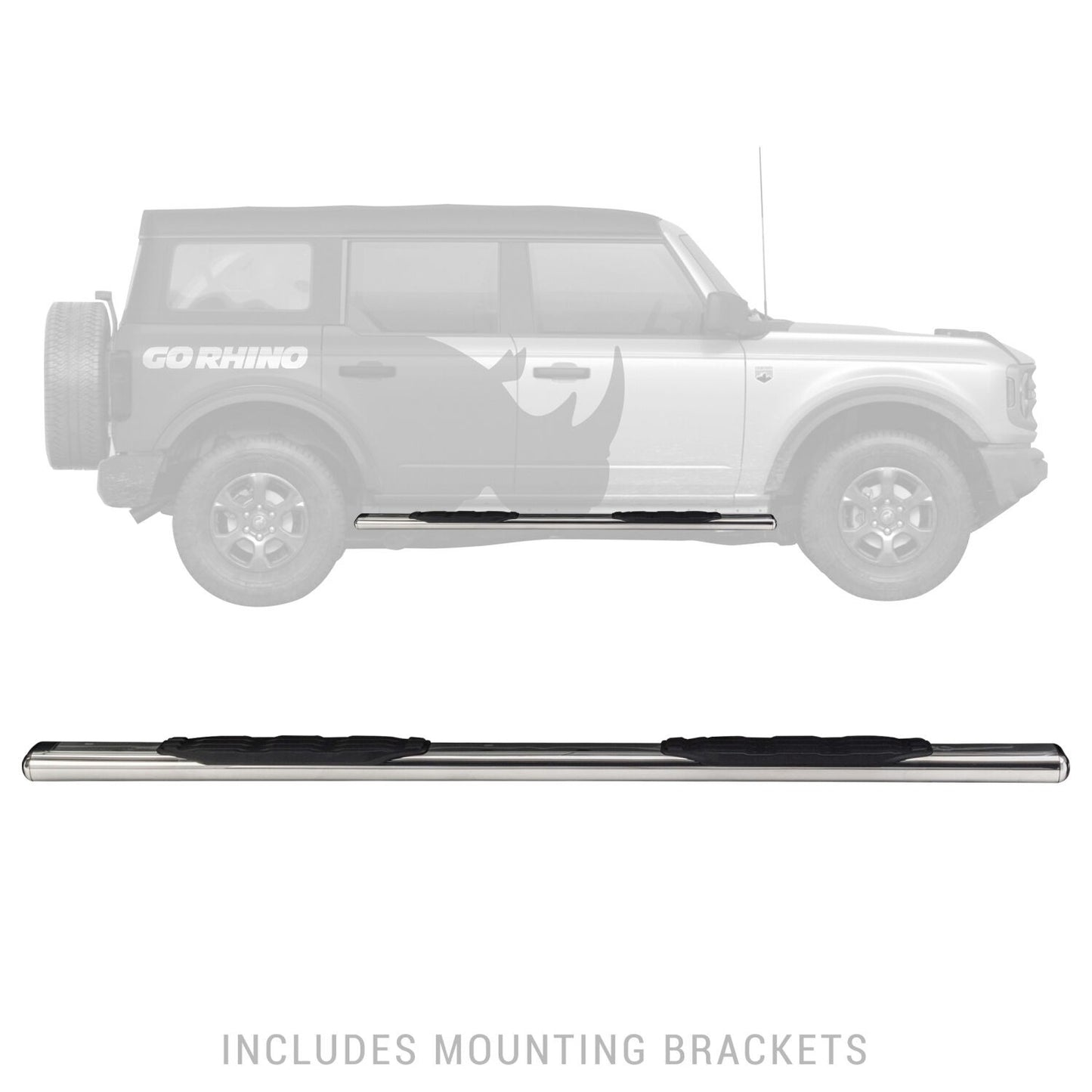 5 Inch 1000 Series Side Steps 73 Inch Long Boards Only 2018-2026 Jeep Wrangler JL 2021-2025 Ford Bronco Go Rhino-6