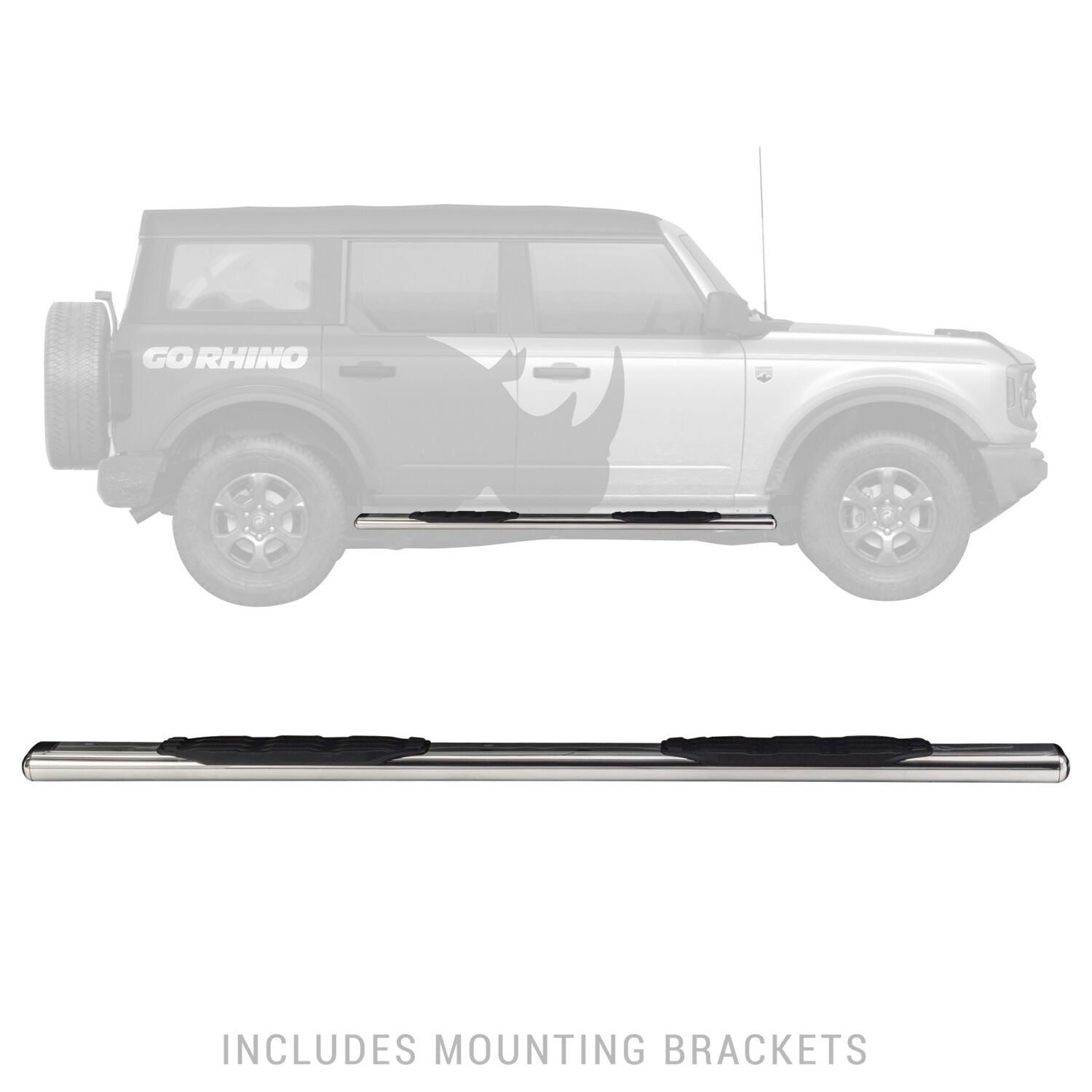 5 Inch 1000 Series Side Steps 73 Inch Long Boards Only 2018-2026 Jeep Wrangler JL 2021-2025 Ford Bronco Go Rhino-6