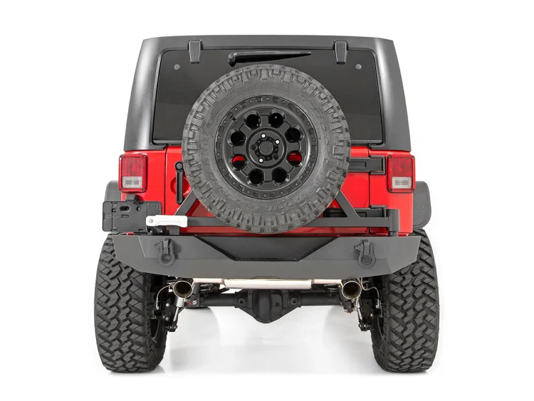 Rough Country Jeep Rock Crawler Rear HD Bumper w/Tire Carrier 07-18 Wrangler JK Rough Country