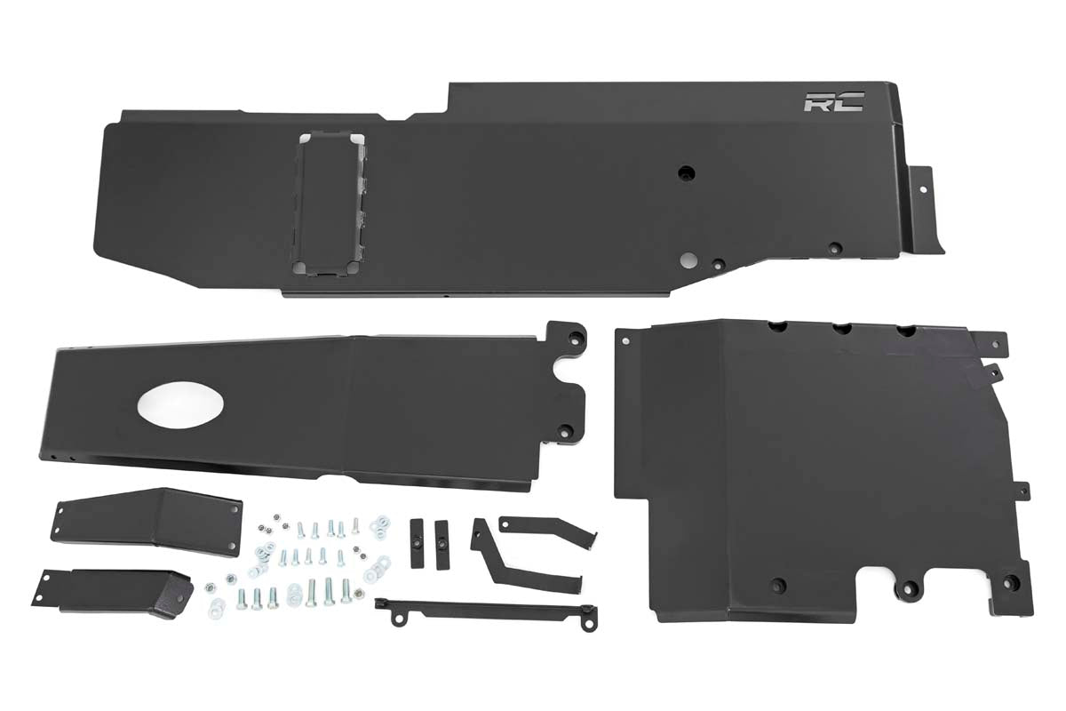 Rough Country Jeep Engine + Transfer Case + Gas Tank Skid Plate System 18-20 JL Unlimited 3.6L Rough Country
