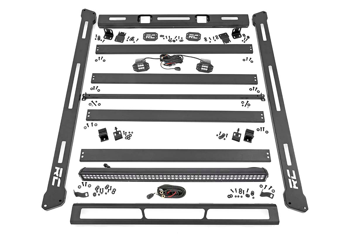 Rough Country Jeep Roof Rack System w/Black-Series LED Lights 07-18 Wrangler JK Rough Country