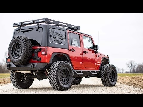 Rough Country Jeep Roof Rack System w/Black-Series LED Lights 07-18 Wrangler JK Rough Country