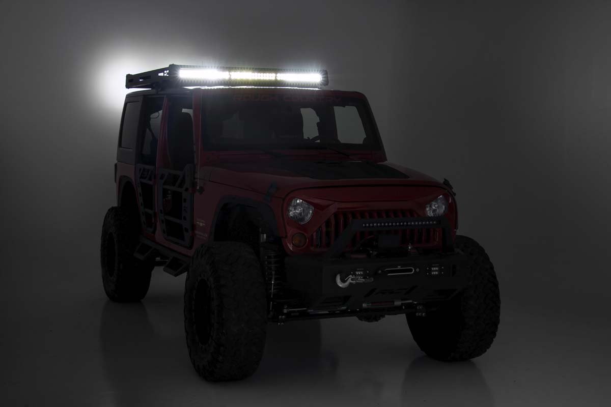 Rough Country Jeep Roof Rack System w/Black-Series LED Lights 07-18 Wrangler JK Rough Country