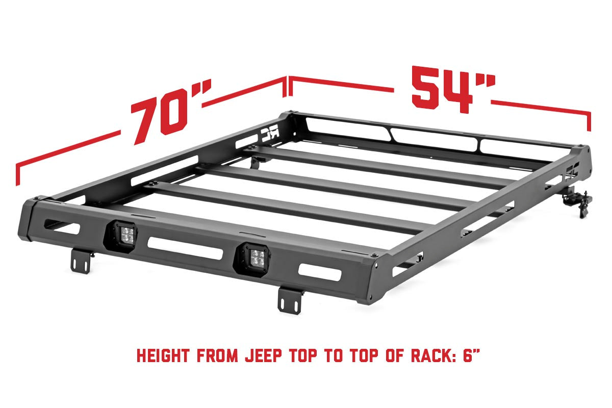 Roof Rack Black Series Lights Jeep Wrangler JK/Wrangler Unlimited (07-18) Rough Country-4