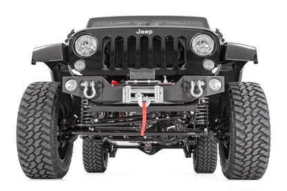 Jeep Hybrid Stubby Winch Bumper w/Fog Mounts 07-18 Wrangler JK Rough Country-1
