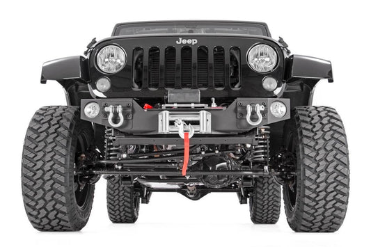 Jeep Hybrid Stubby Winch Bumper w/Fog Mounts 07-18 Wrangler JK Rough Country-1