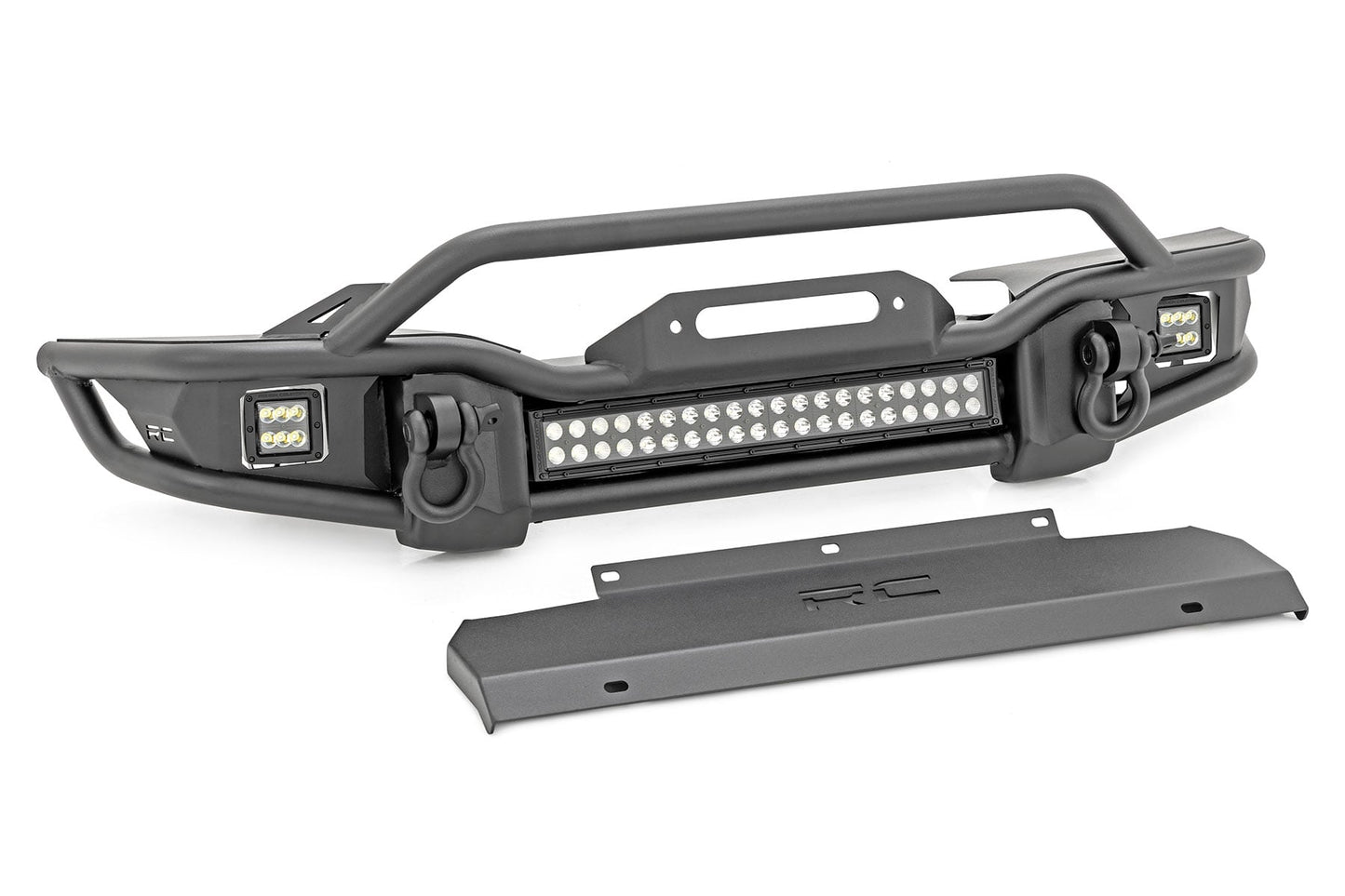 Front Winch Bumper Tubular Skid Plate Jeep Gladiator JT/Wrangler JK & JL/Wrangler Unlimited Rough Country-1