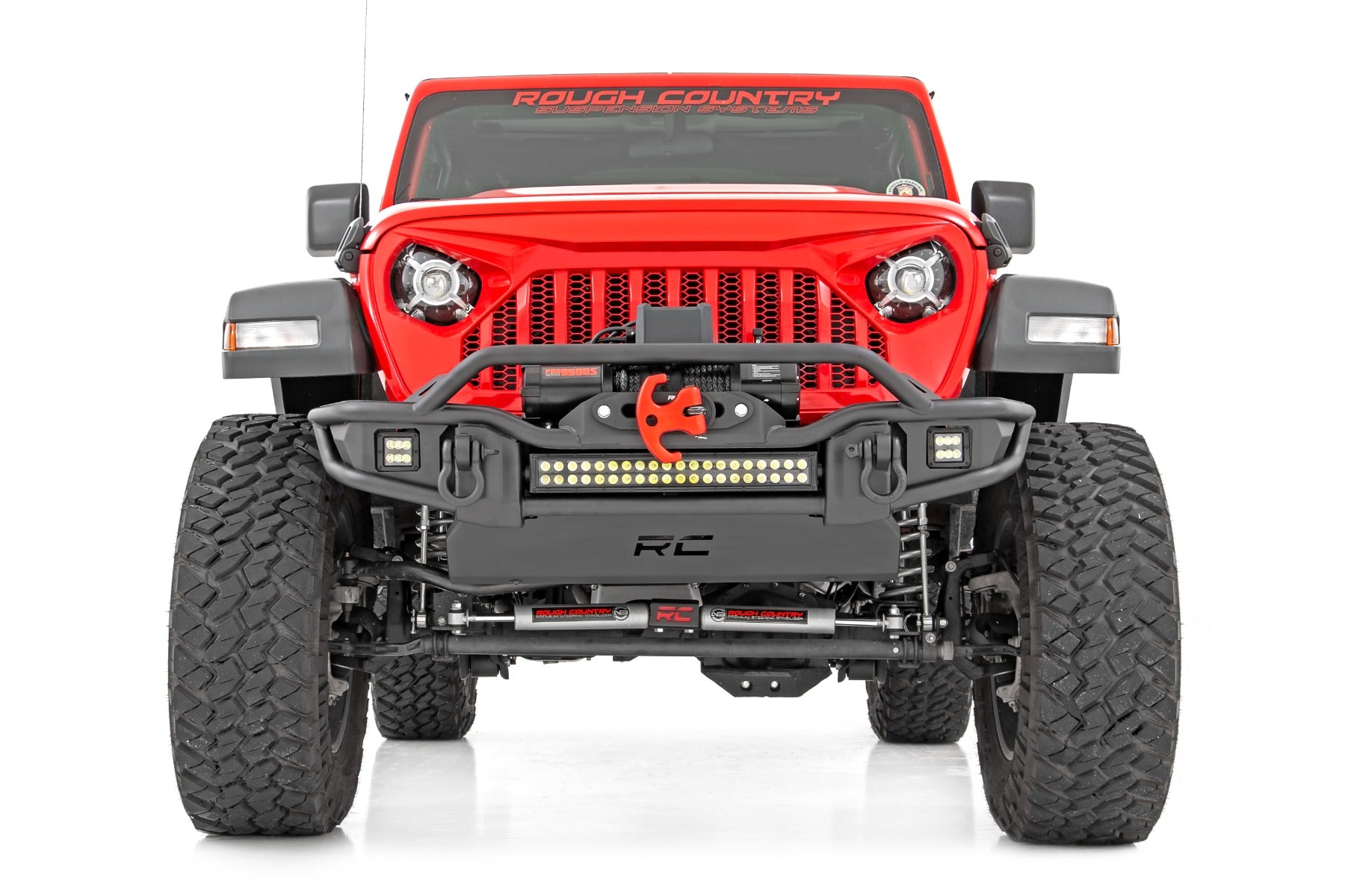 Front Winch Bumper Tubular Skid Plate Jeep Gladiator JT/Wrangler JK & JL/Wrangler Unlimited Rough Country-2