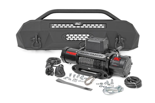 Front Bumper Hybrid 9500-Lb Pro Series Winch Synthetic Rope Toyota Tacoma (16-23) Rough Country