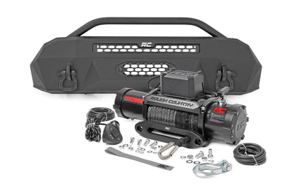 Front Bumper Hybrid 12000-Lb Pro Series Winch Synthetic Rope Toyota Tacoma (16-23) Rough Country