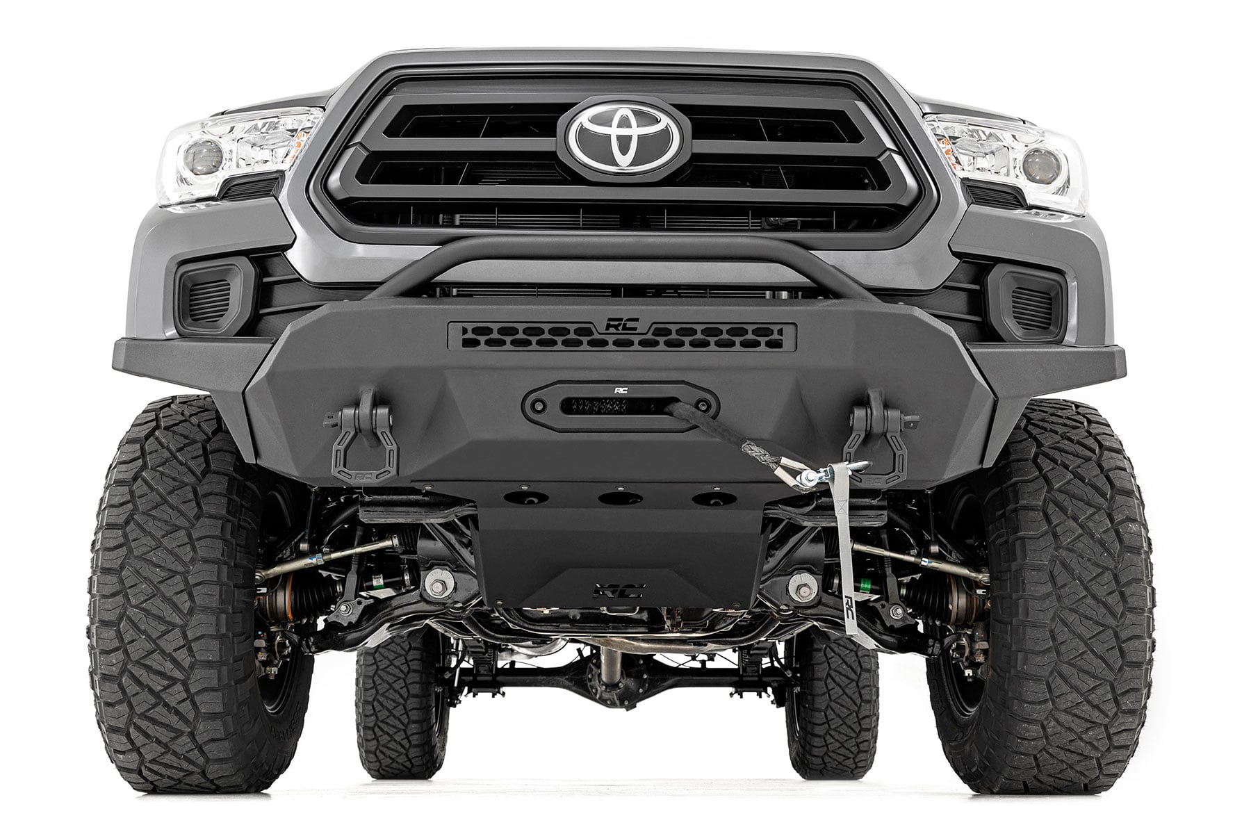 Front Bumper High Clearance 12000-Lb Pro Series Winch Synthetic Rope Toyota Tacoma 4WD (16-23) Rough Country-1