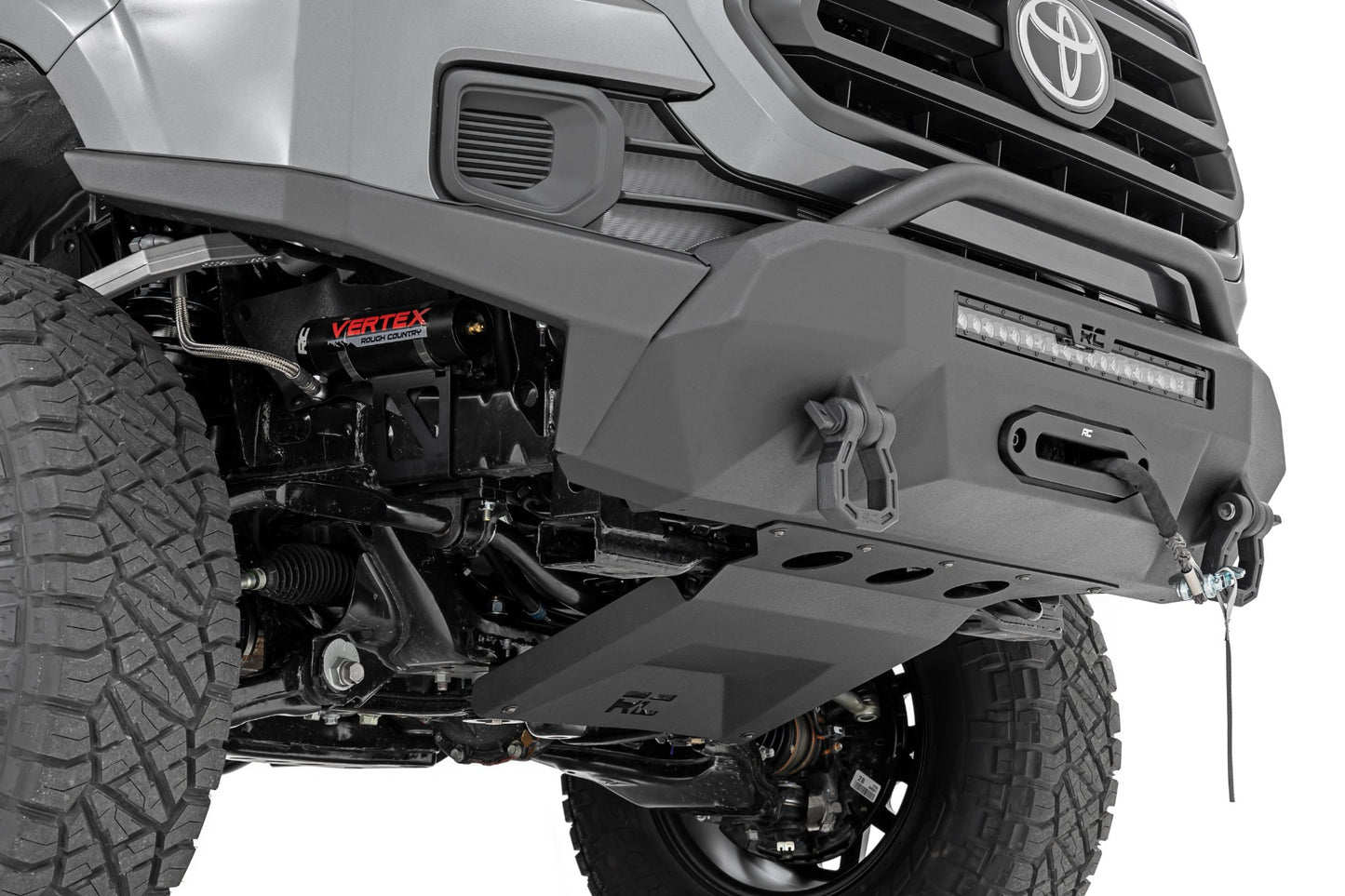 Rough Country Front Bumper High Clearance Hybrid Winch Mount Only with 20 Inch LED Light Bar 16-22 Toyota Tacoma Rough Country