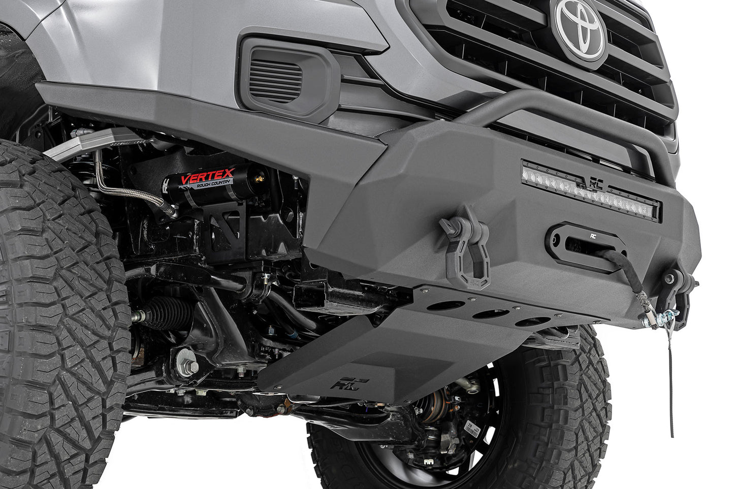 Front Bumper Hybrid 20 Inch Black LED 9500-Lb Winch Syn Toyota Tacoma (16-23) Rough Country-4