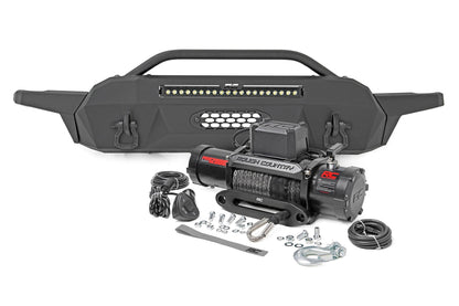 Front Bumper Hybrid 20 Inch Black LED 12000-Lb Winch Syn Toyota Tacoma (16-23) Rough Country