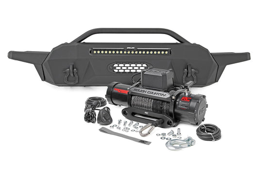 Front Bumper Hybrid 20 Inch Black LED 12000-Lb Winch Syn Toyota Tacoma (16-23) Rough Country