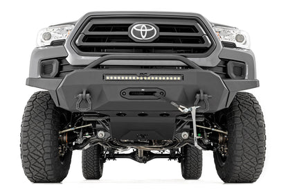 Front Bumper Hybrid 20 Inch Black LED 12000-Lb Winch Syn Toyota Tacoma (16-23) Rough Country-1