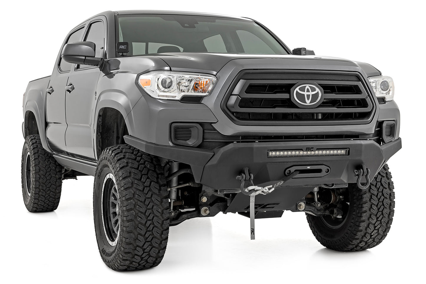 Front Bumper Hybrid 20 Inch Black LED 12000-Lb Winch Syn Toyota Tacoma (16-23) Rough Country-2