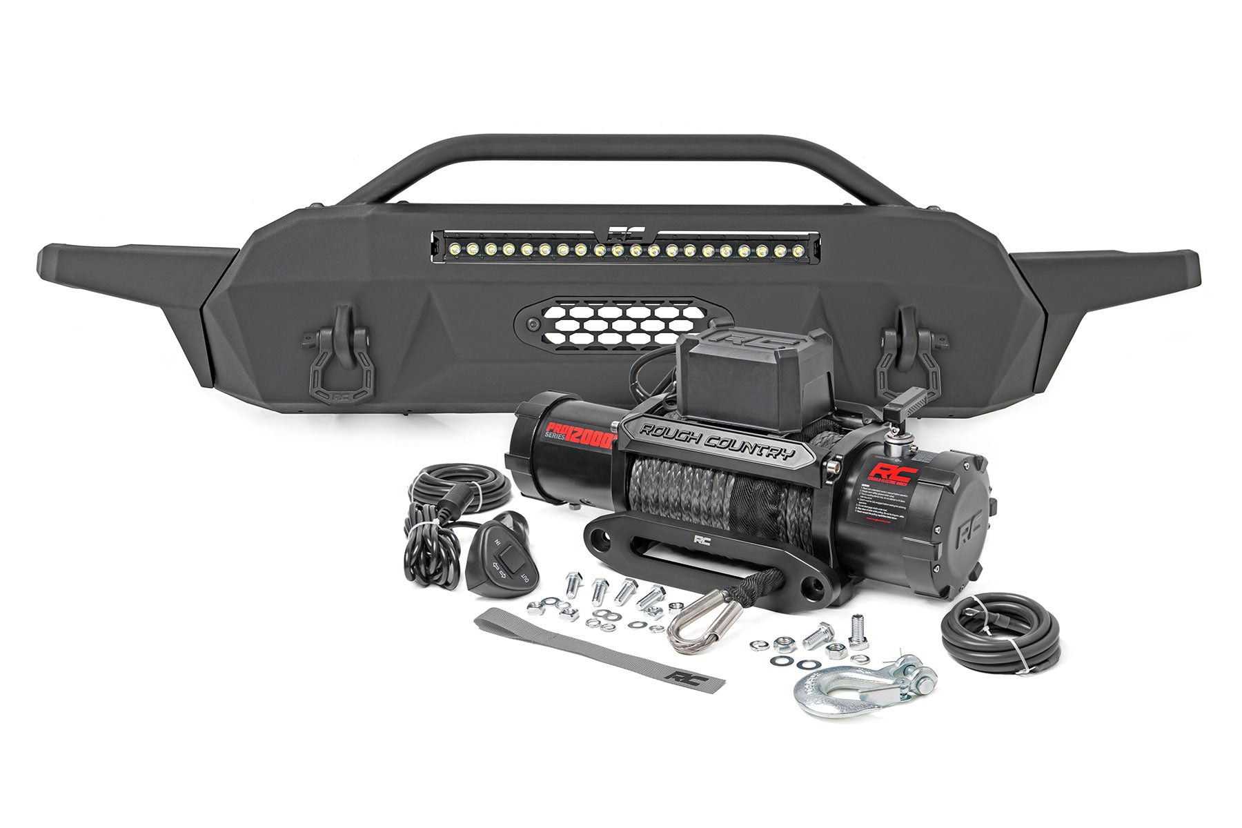 Front Bumper Hybrid 20 Inch Black White DRL LED Toyota Tacoma 2WD/4WD (16-23) Rough Country