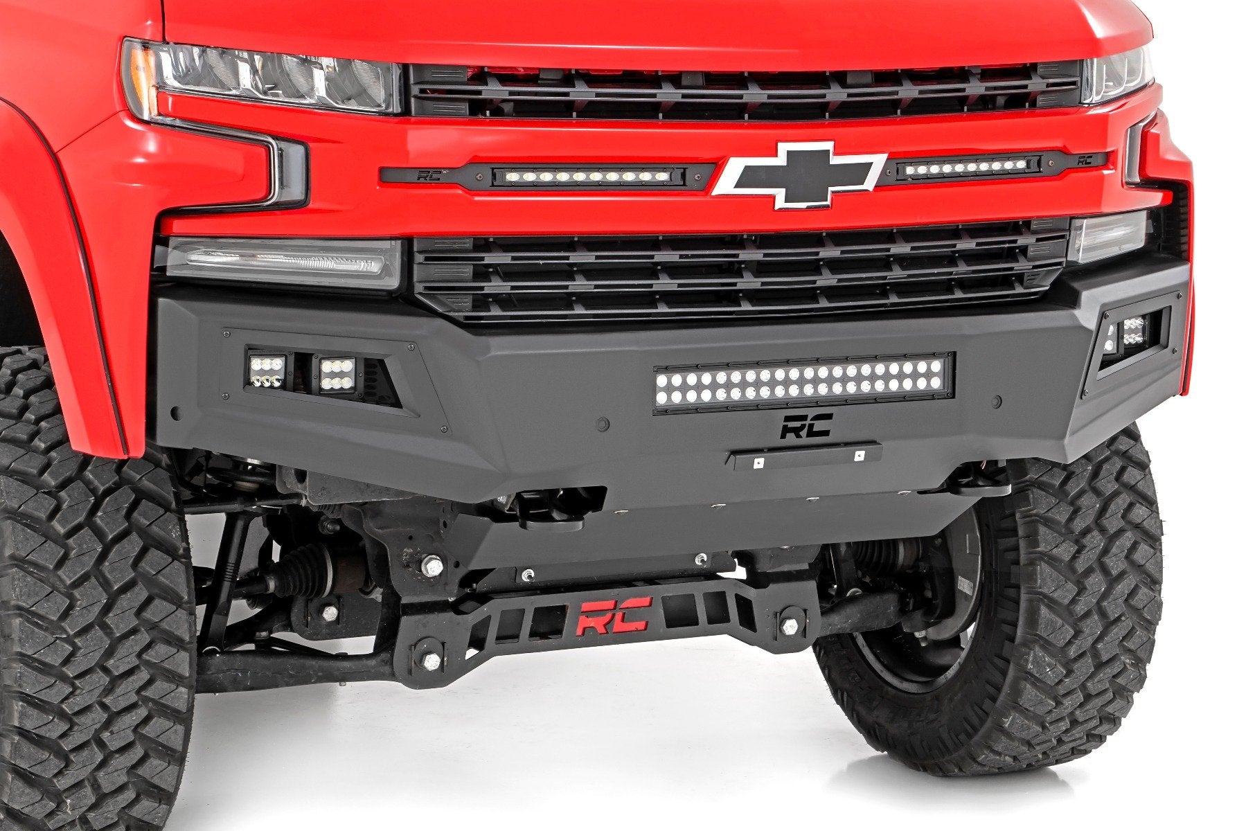 Rough Country High Clearance Front Bumper LED Lights and Skid Plate 19-22 Chevy Silverado 1500 Rough Country