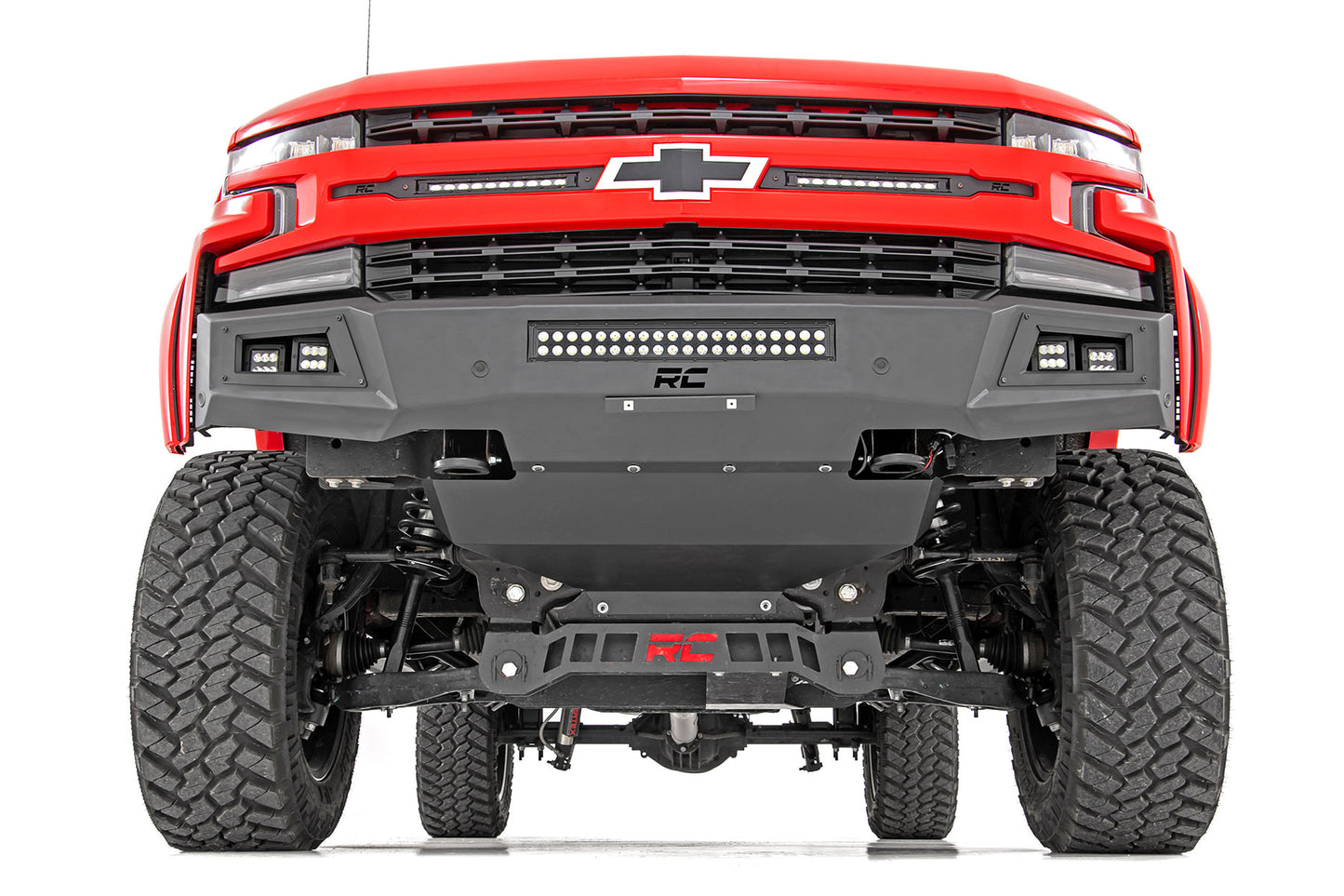 High Clearance Front Bumper LED Lights & Skid Plate Chevy Silverado 1500 (19-22) Rough Country-2