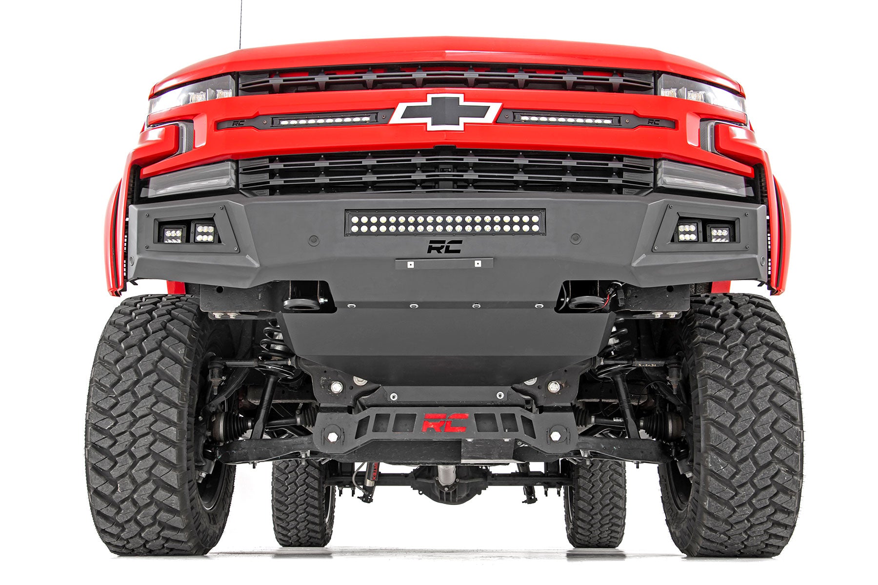 High Clearance Front Bumper LED Lights & Skid Plate Chevy Silverado 1500 (19-22) Rough Country-2