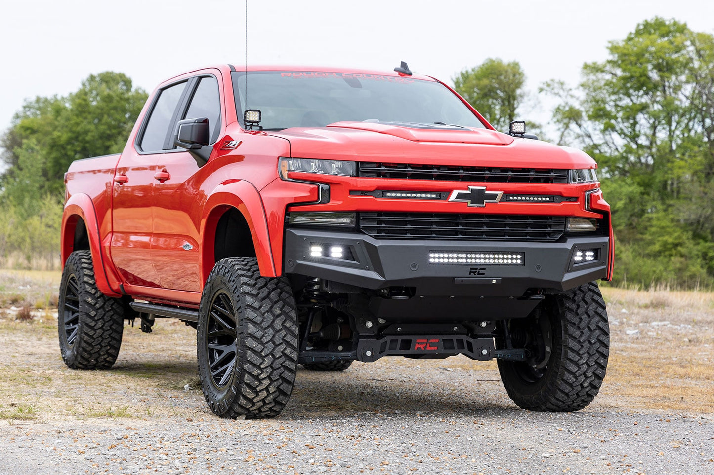 High Clearance Front Bumper LED Lights & Skid Plate Chevy Silverado 1500 (19-22) Rough Country-4