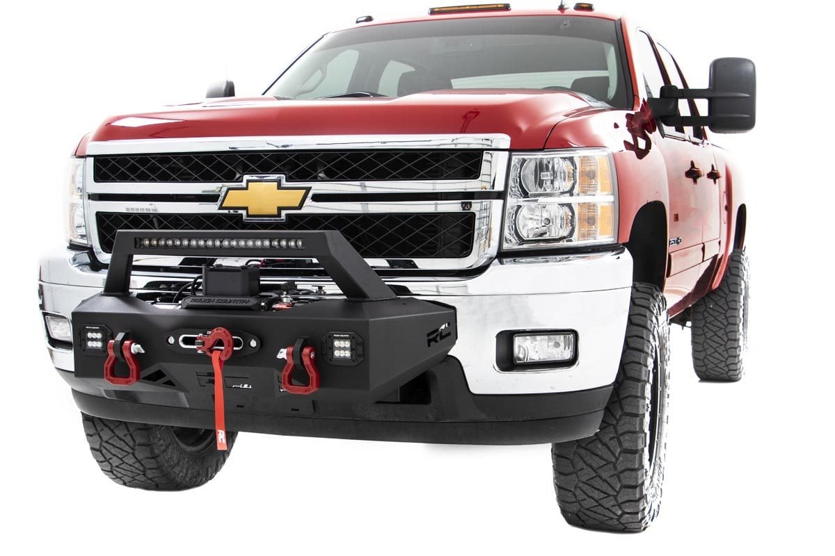 EXO Winch Mount Kit Chevy Silverado 2500 HD/3500 HD 2WD/4WD (2011-2019) Rough Country-3