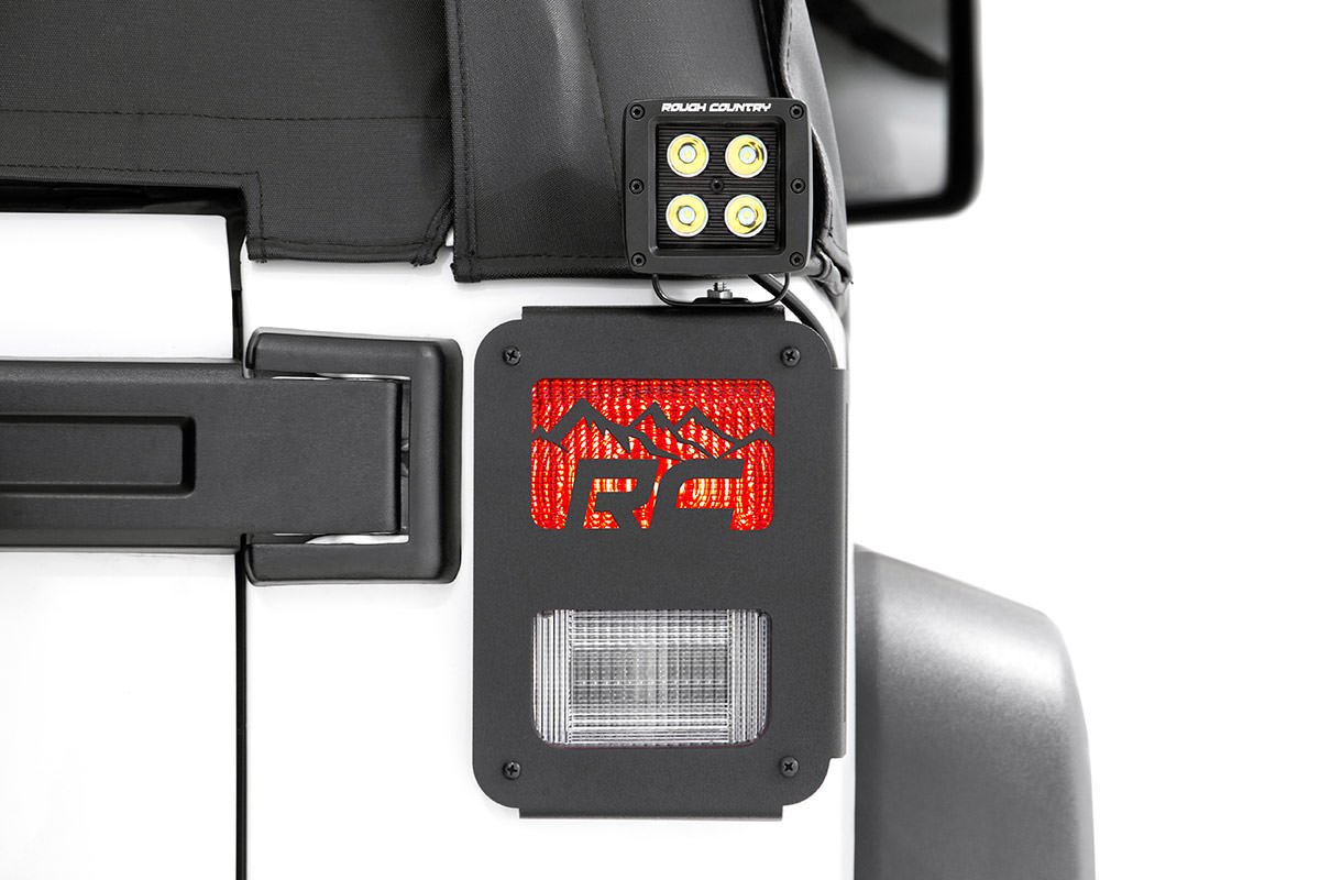 Rough Country Jeep Tail Light Covers Mountains 07-18 Wrangler JK Rough Country