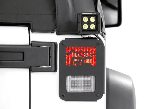 Rough Country Jeep Tail Light Covers Mountains 07-18 Wrangler JK Rough Country
