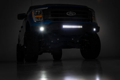 High Clearance Front Bumper LED Lights & Skid Plate Ford F-150 (21-23) Rough Country-4