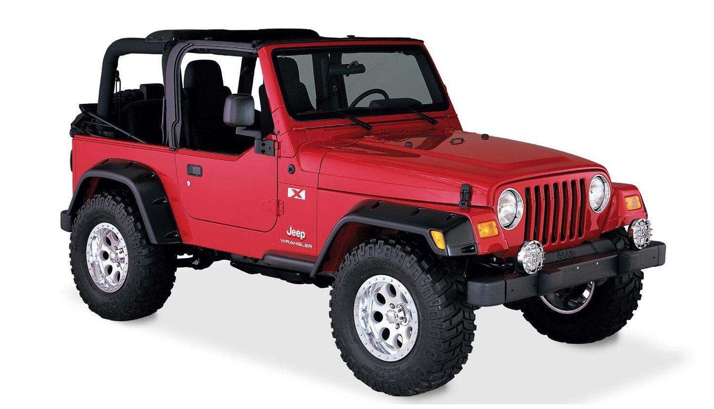 Black Pocket/Rivet Style Textured Finish 4-Piece Fender Flare Set For 1997-2006 Jeep Wrangler TJ Bushwacker-9