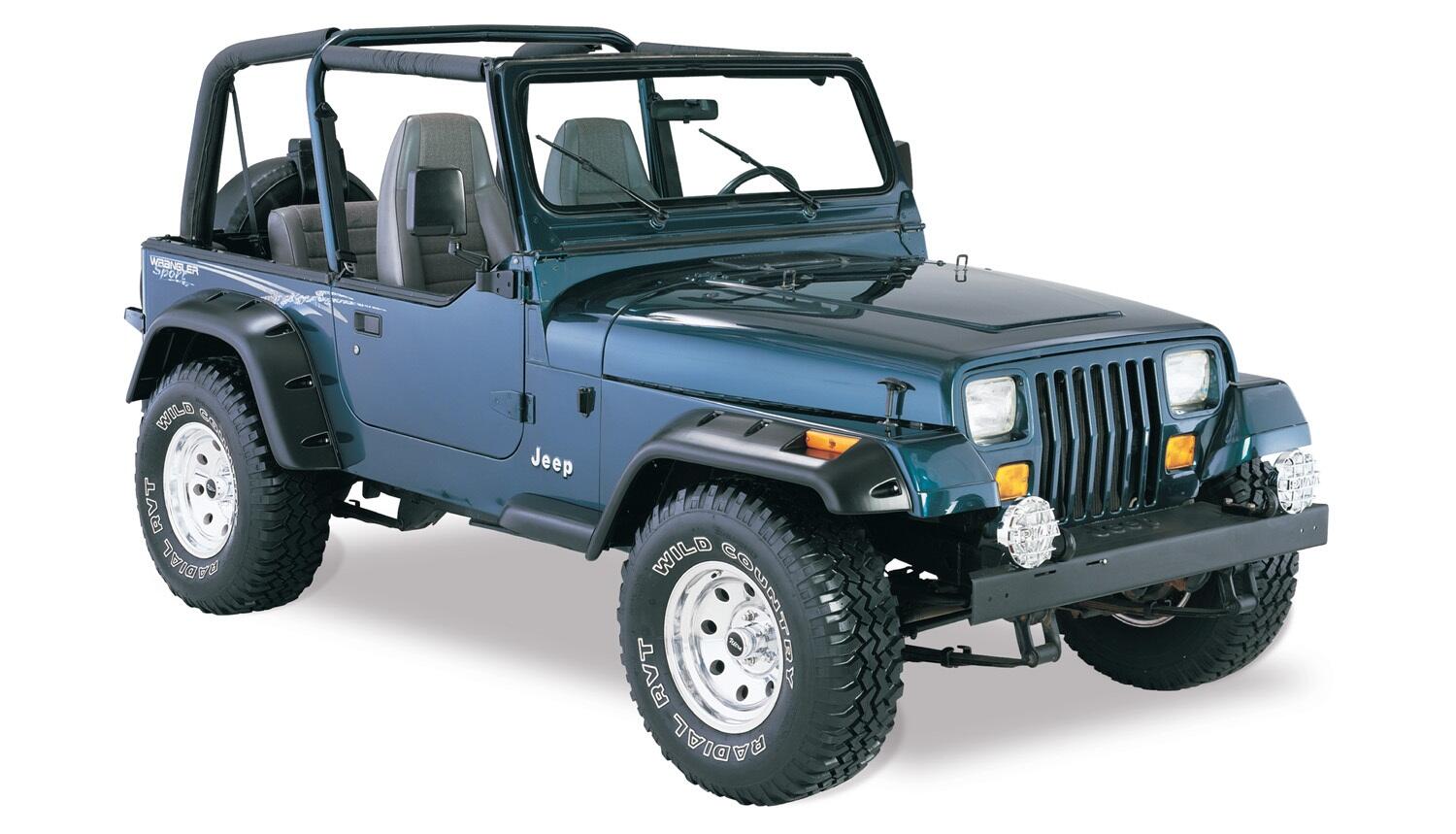 Black Jeep Cutout Style Textured Finish 4-Piece Fender Flare Set For 1987-1995 Jeep Wrangler YJ (Excludes Renegade) Bushwacker-3
