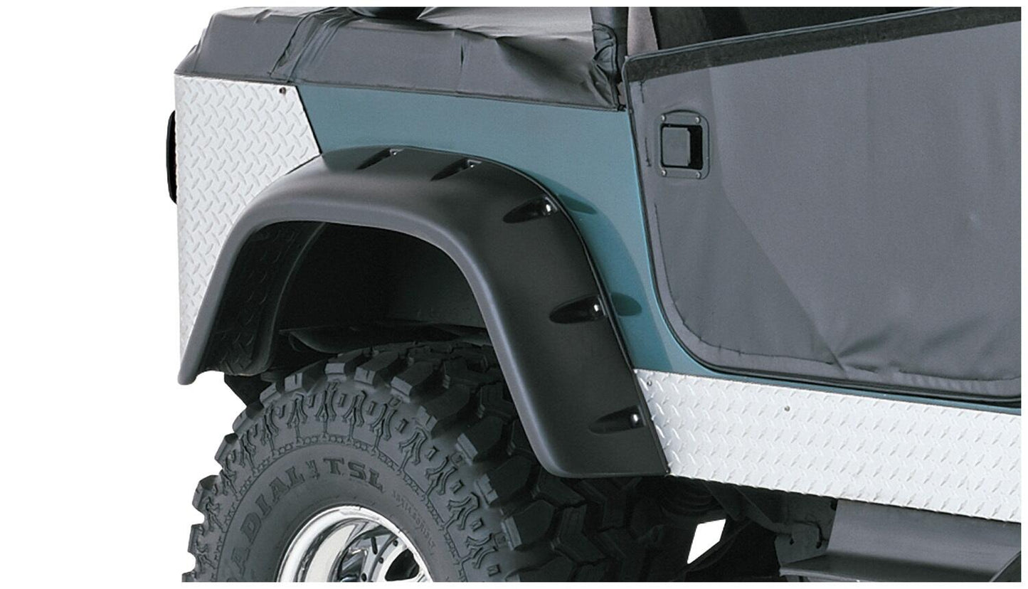 Black Jeep Cutout Style Textured Finish 4-Piece Fender Flare Set For 1956-1986 Jeep CJ5, CJ5A, CJ6, CJ6A, CJ7, Willys Bushwacker-2