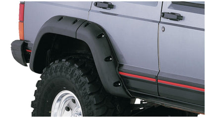 Black Jeep Cutout Style Textured Finish 4-Piece Fender Flare Set For 1984-2001 Jeep Cherokee 4-Door Bushwacker-2