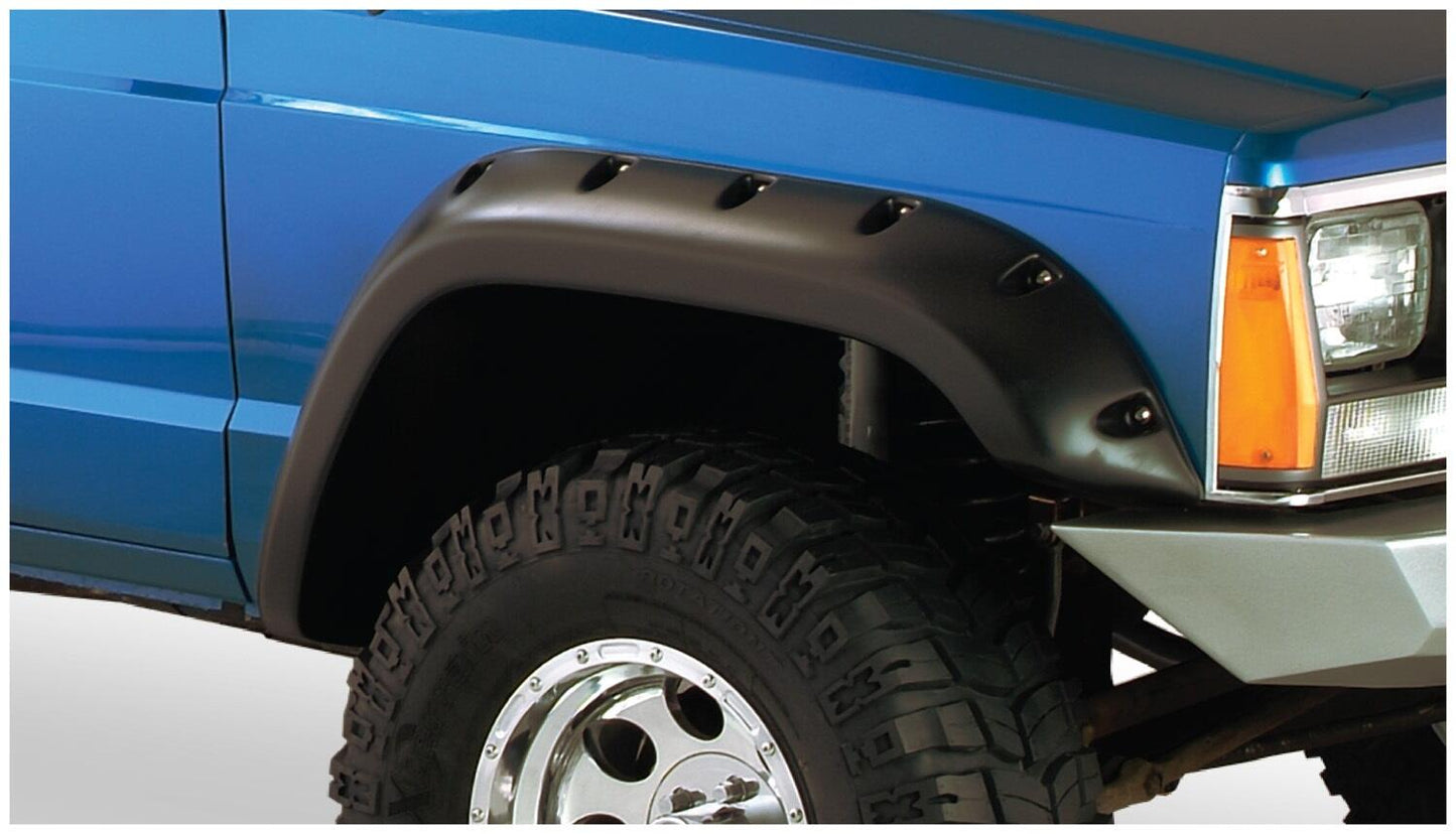 Black Jeep Cutout Style Textured Finish 4-Piece Fender Flare Set For 1984-2001 Jeep Cherokee 2-Door Bushwacker-1