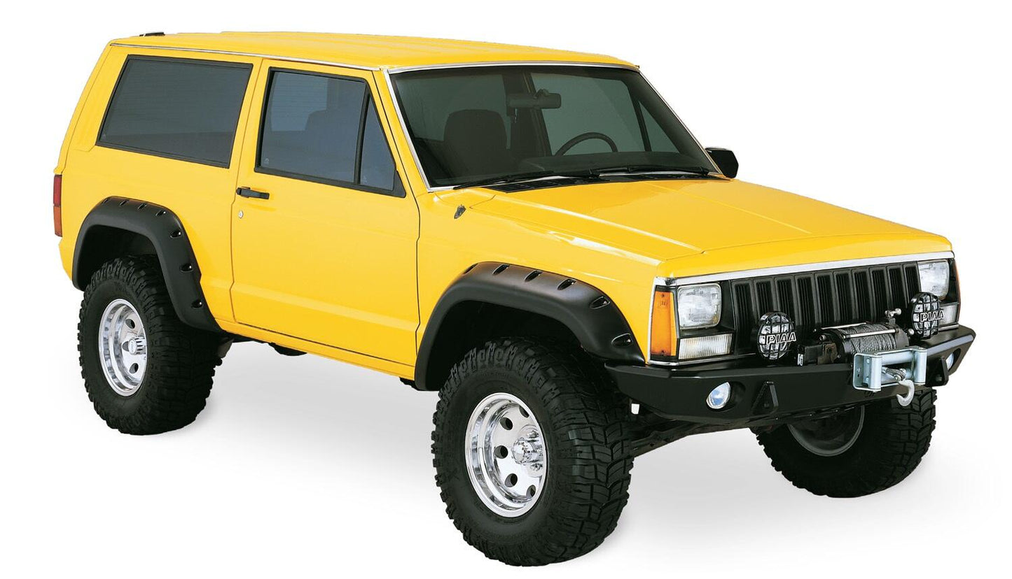 Black Jeep Cutout Style Textured Finish 4-Piece Fender Flare Set For 1984-2001 Jeep Cherokee 2-Door Bushwacker-4