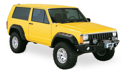 Black Jeep Cutout Style Textured Finish 4-Piece Fender Flare Set For 1984-2001 Jeep Cherokee 2-Door Bushwacker-4