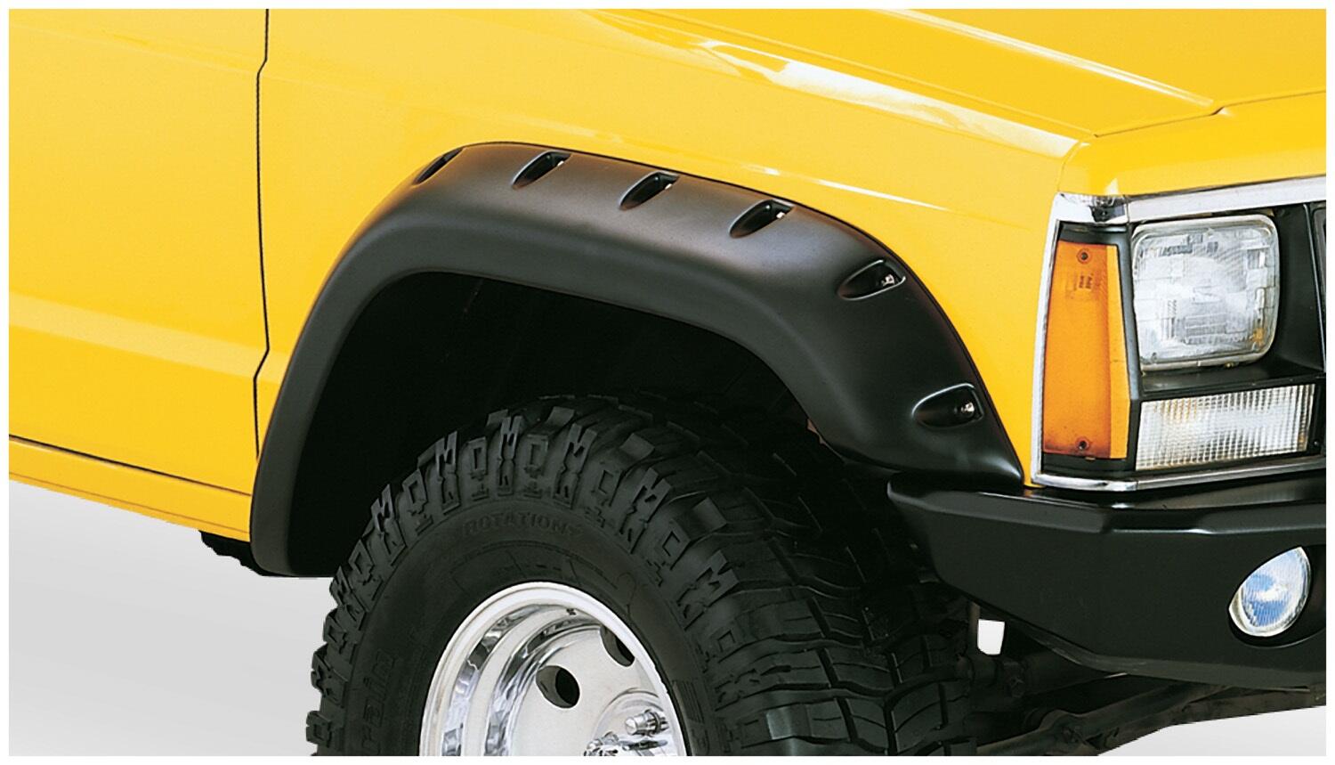 Black Jeep Cutout Style Textured Finish 4-Piece Fender Flare Set For 1984-2001 Jeep Cherokee 2-Door Bushwacker-5